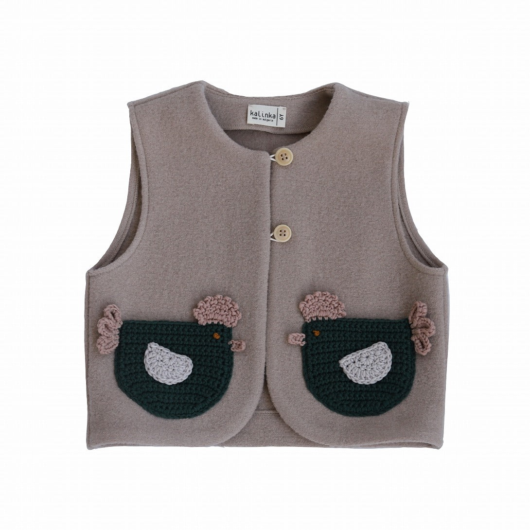 Kalinka】【40%OFF】Caspian Chicken Vest Mousse ベスト 2y,4y 