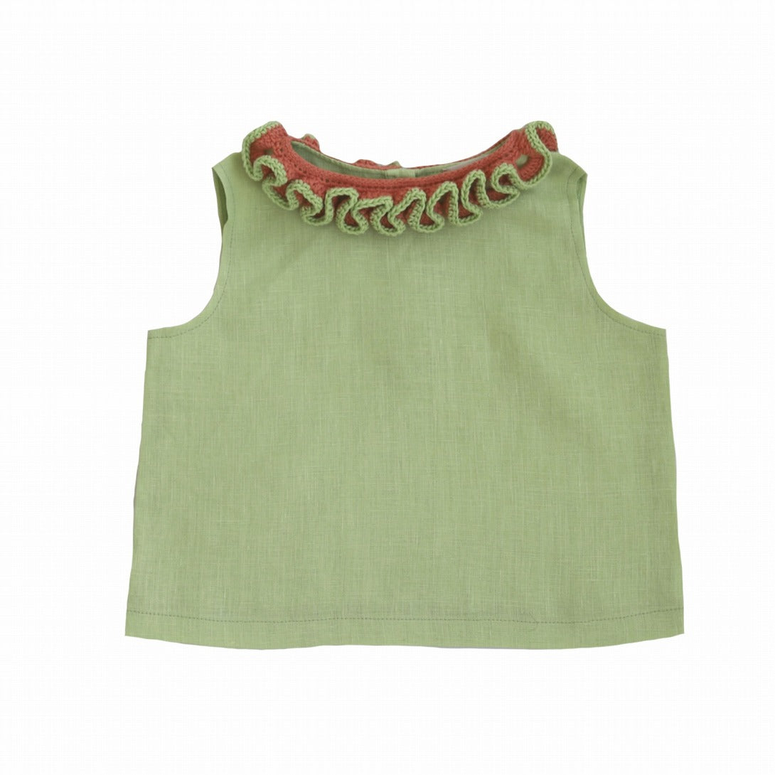 【used】kalinka tops 襟付き　トップス　4-6y 1-2y Kalinka】【30％OFF】Liana Top Lime タンクトップ 2y,4y