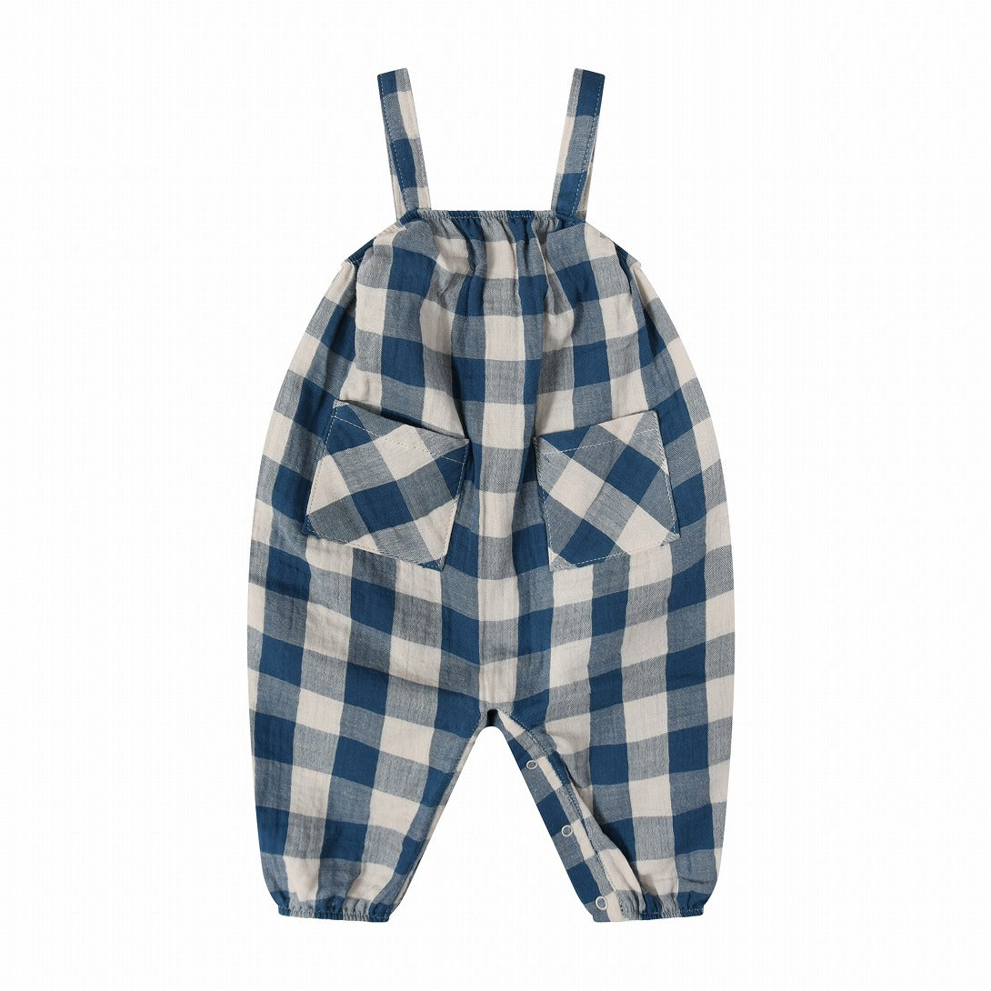 organic zoo】【30%OFF】Pottery Blue Gingham Artisan Jumpsuit ジャンプスーツ  0-6M,6-12M,1-2Y, | Coucoubebe/ククベベ