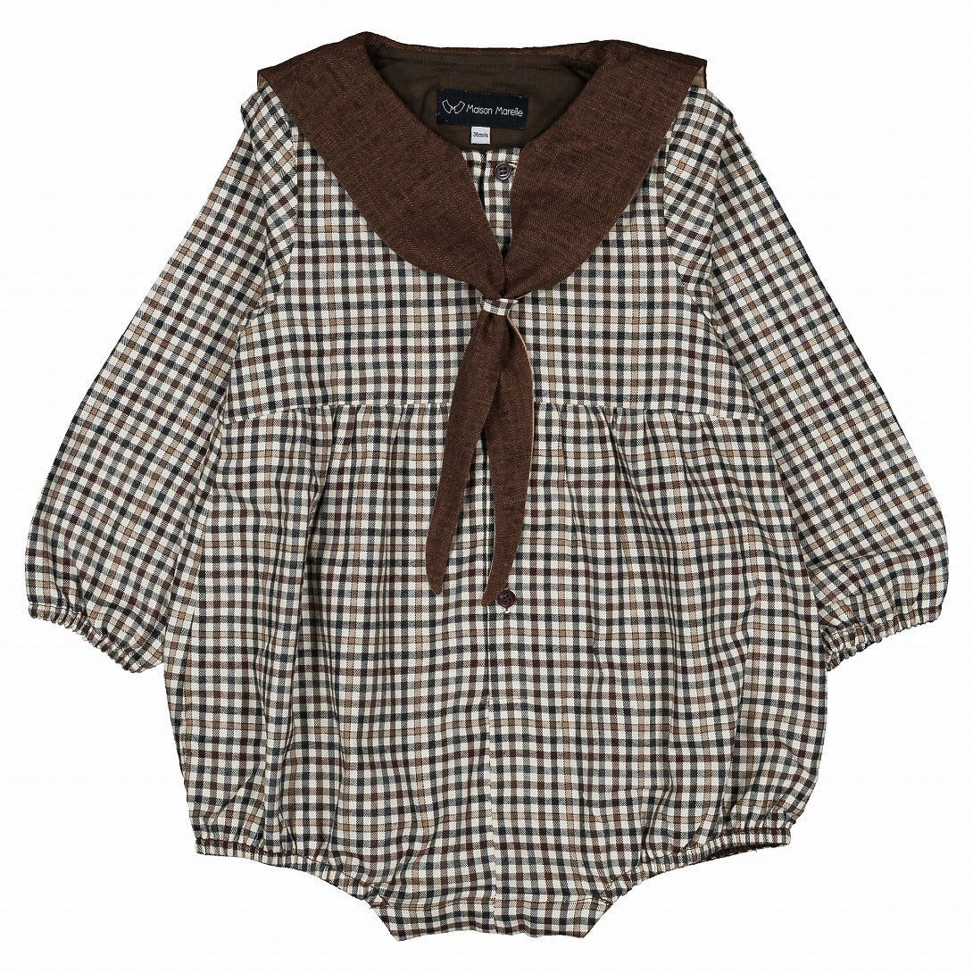maisonmarelle RomperCAMBON brownロンパース24M Maison Marelle】Romper CAMBON brown collar ロンパース 12m,18m,24m