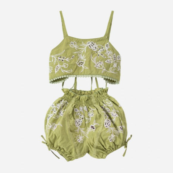 son and daughter】Pia Embroidery Moss 水着 6-12m,1y,2y 