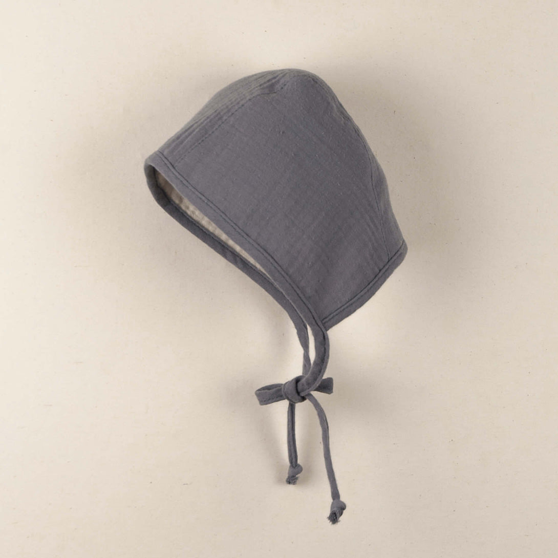 【50％off】Popelin Greyish-blue organic reversible bonnet Mod.5.4　ポペリン　 リバーシブルボンネット　グレー