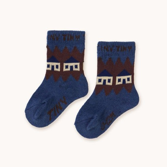 【tinycottons】HOUSES WOOL MEDIUM SOCKS light navy 靴下 12-24m,2-4y,5-8y  | Coucoubebe/ククベベ