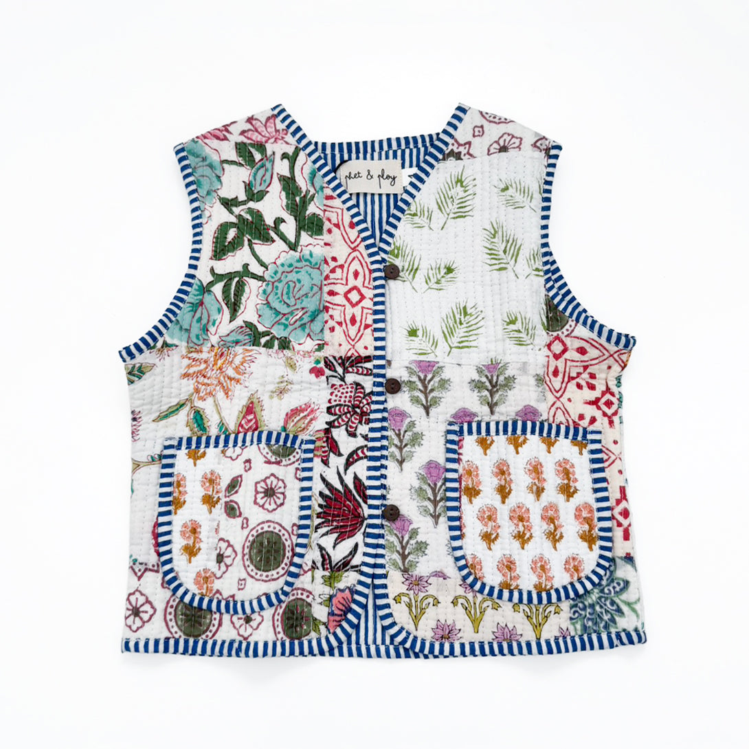 【phet and ploy】QULTED VEST Blue stripe ベスト 4y  | Coucoubebe/ククベベ