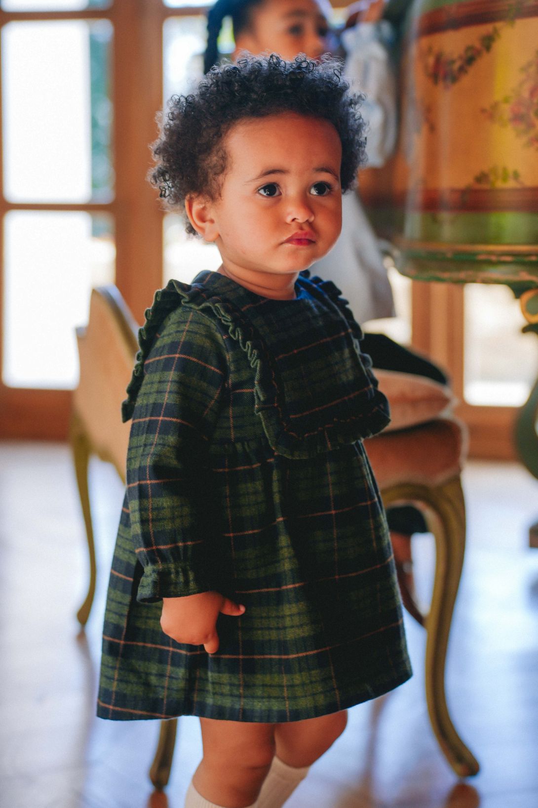 【LOIR Paris】Robe NINON TARTAN OVERSHIRT ワンピース 18m,24m,36m  | Coucoubebe/ククベベ