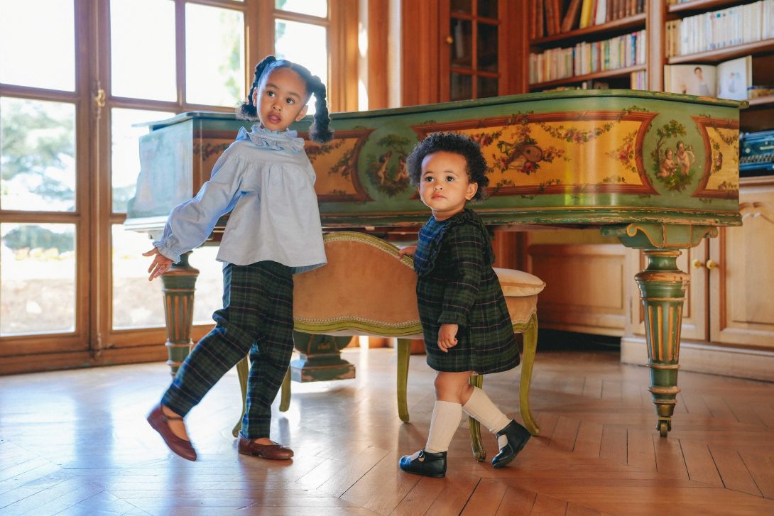 【LOIR Paris】Robe NINON TARTAN OVERSHIRT ワンピース 18m,24m,36m  | Coucoubebe/ククベベ