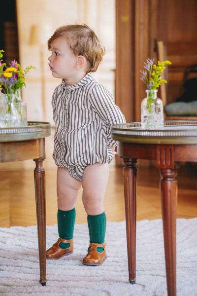 【LOIR Paris】【予約販売】Barboteuse ORSO FLOCKED CREAMSTRIPES ロンパース 12m,18m,24m（Sub Image-7） | Coucoubebe/ククベベ