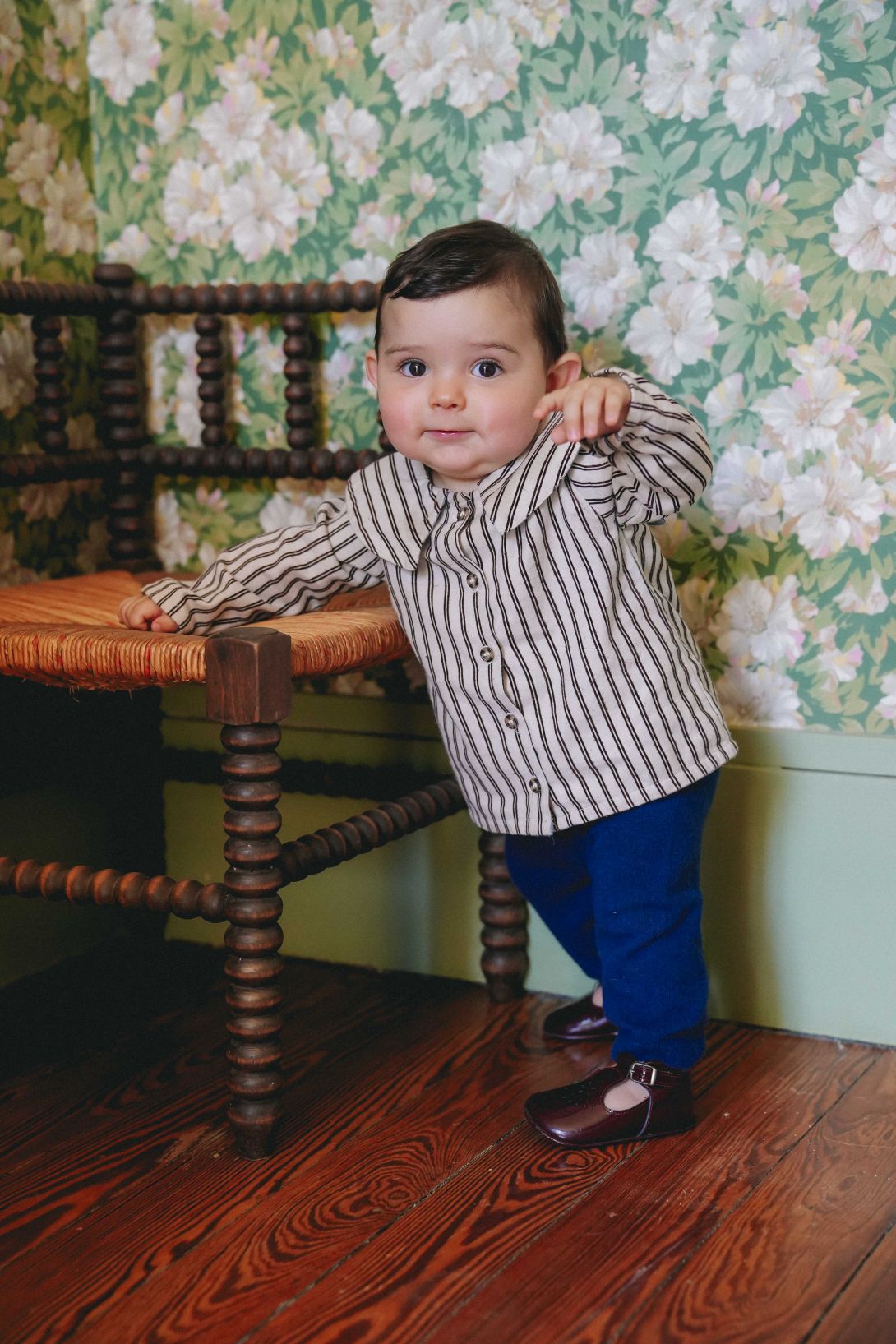 【LOIR Paris】Chemise LORETTE FLOCKED CREAM STRIPES シャツ 18m,24m,36m  | Coucoubebe/ククベベ