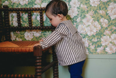 【LOIR Paris】Chemise LORETTE FLOCKED CREAM STRIPES シャツ 18m,24m,36m（Sub Image-8） | Coucoubebe/ククベベ