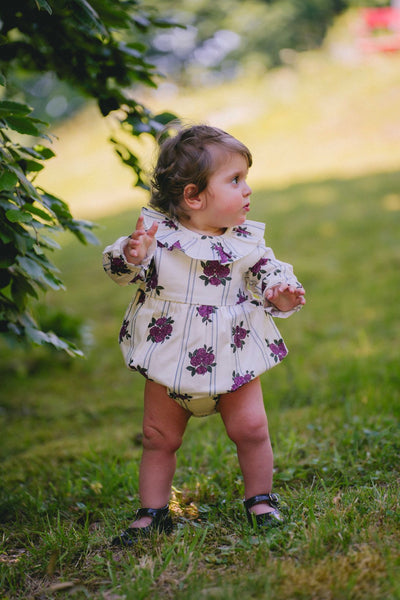 【LOIR Paris】Barboteuse NINE PEONIES & STRIPES ロンパース 12m,18m,24m（Sub Image-7） | Coucoubebe/ククベベ