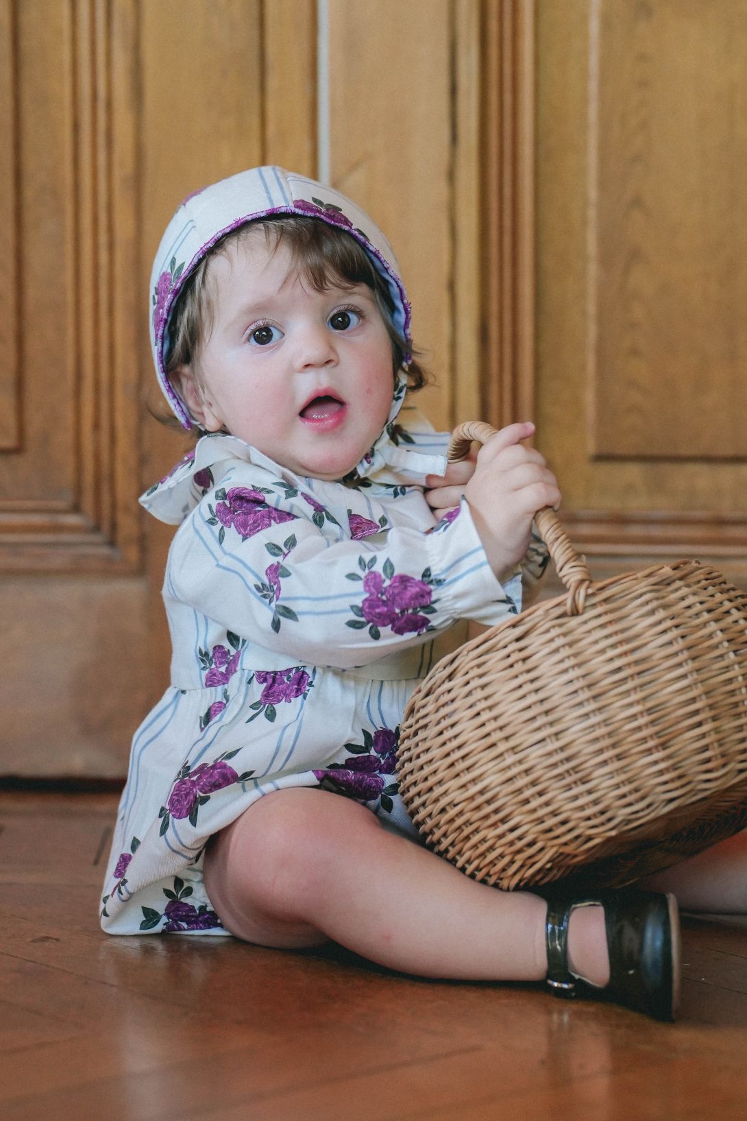 【LOIR Paris】Barboteuse NINE PEONIES & STRIPES ロンパース 12m,18m,24m  | Coucoubebe/ククベベ