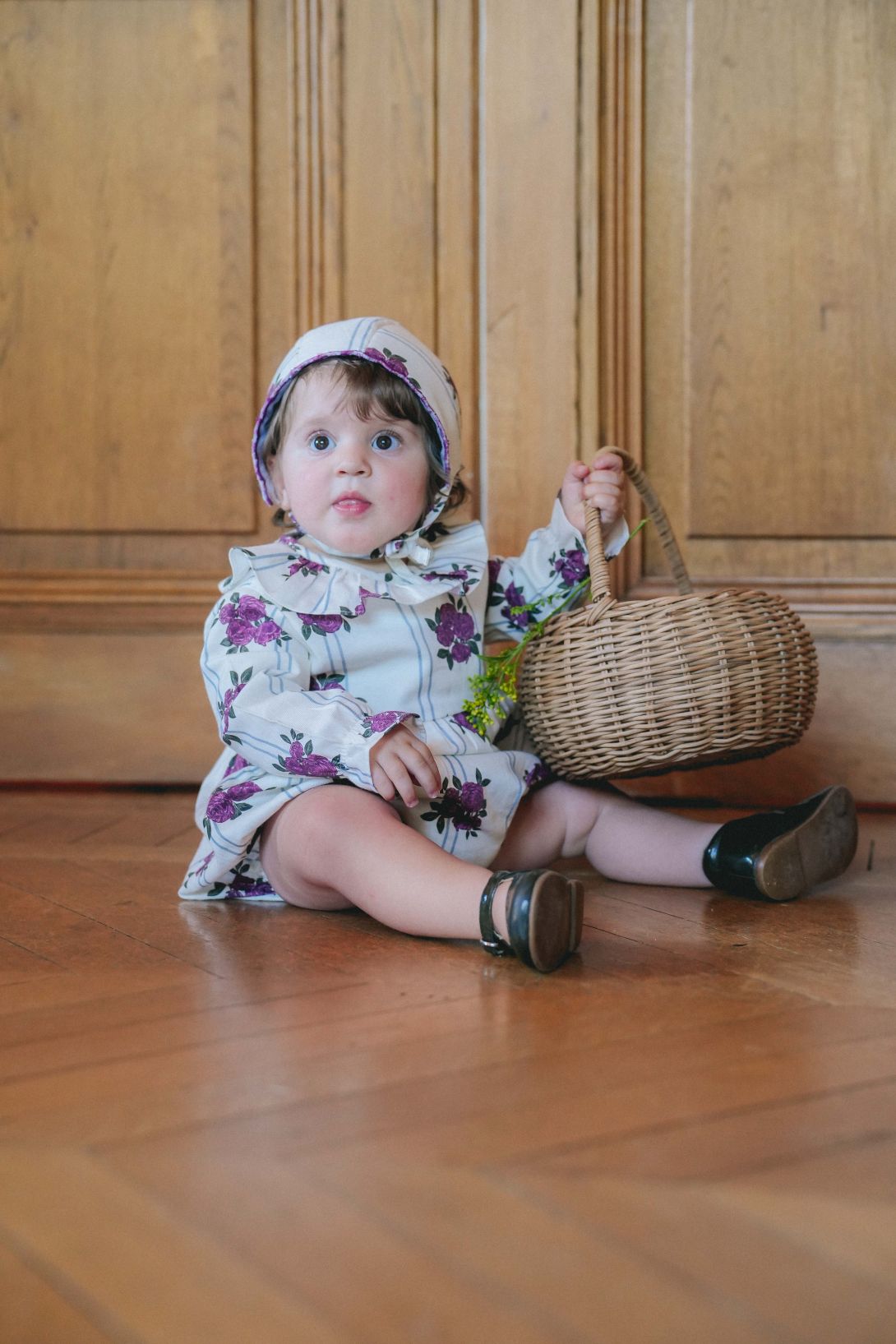 【LOIR Paris】Barboteuse NINE PEONIES & STRIPES ロンパース 12m,18m,24m  | Coucoubebe/ククベベ