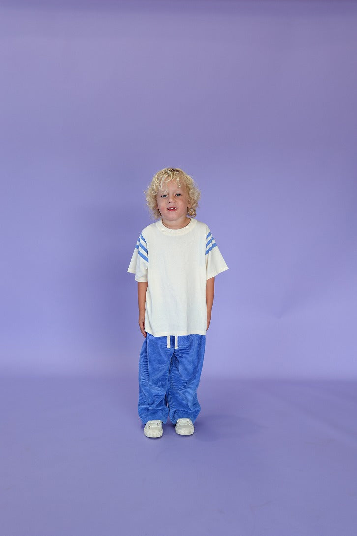 【GROWN】Knitted Stripe Sleeve Tee Milk Tシャツ 12-18m,18-24m,2-3y,3-4y  | Coucoubebe/ククベベ