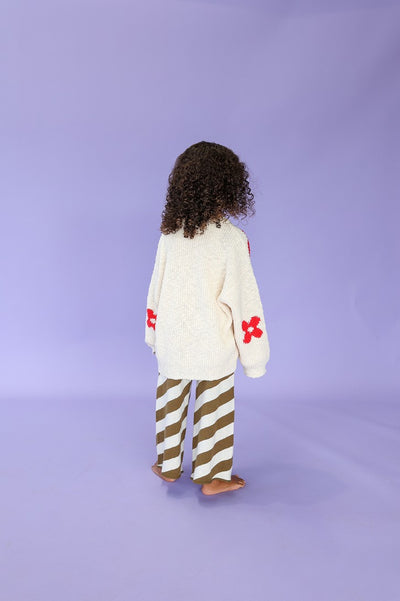 【GROWN】Diagonal Stripe Knit Flares Coffee パンツ 6-12m,12-18m,18-24m,2-3y（Sub Image-4） | Coucoubebe/ククベベ