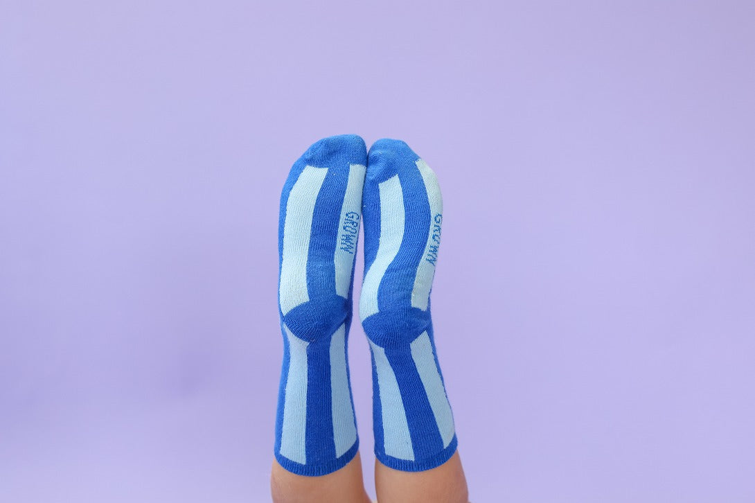 【GROWN】Striped Socks Sea 靴下 1-2y,2-4y  | Coucoubebe/ククベベ