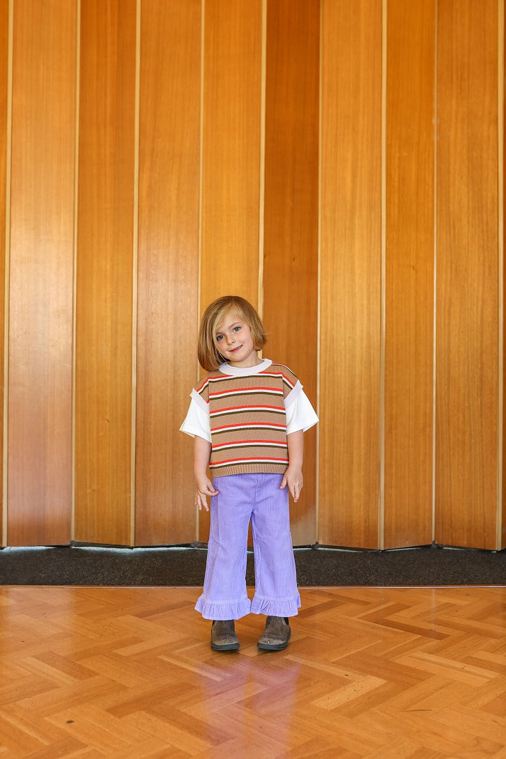 【GROWN】Organic Striped Vest Clay ベスト 6-12m,12-18m,18-24m,2-3y  | Coucoubebe/ククベベ