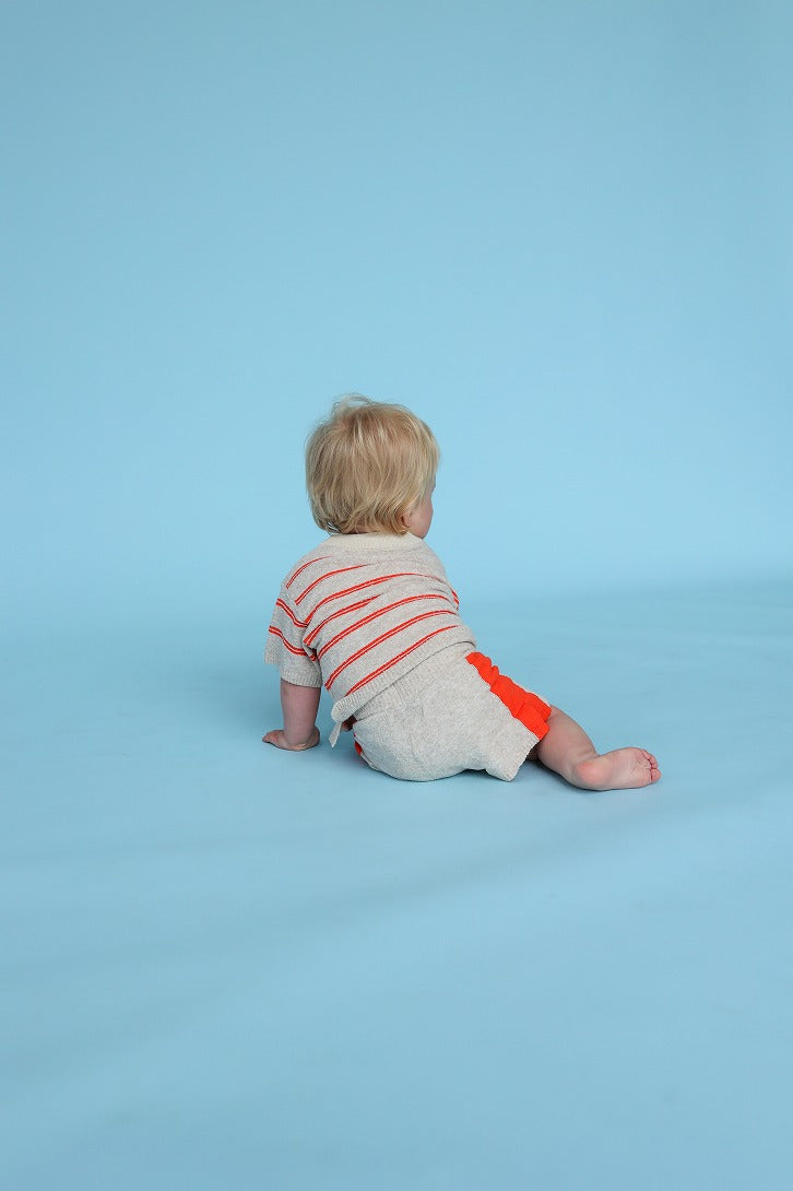 【GROWN】Knitted Terry Striped Tee Dune/Rosso Tシャツ 12-18m,18-24m,2-3y,3-4y  | Coucoubebe/ククベベ