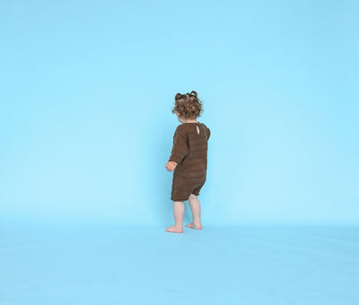 【GROWN】Knitted Pointelle Playsuit Cafe ロンパース 6-12m,12-18m,18-24m（Sub Image-4） | Coucoubebe/ククベベ