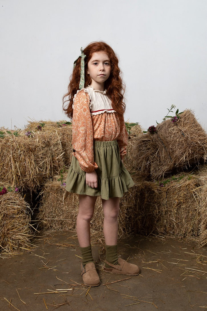 【Bebe Organic】Matilda Skirt Olive スカート 2Y,4Y  | Coucoubebe/ククベベ