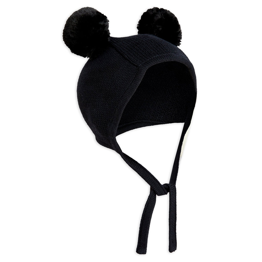 【mini rodini】Fine knit baby hat Black 帽子 36/38,40/42  | Coucoubebe/ククベベ
