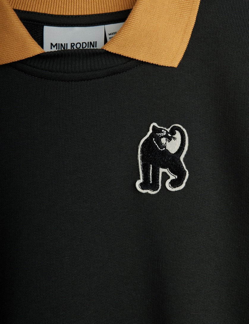【mini rodini】Panther patch collar sweatshirt Black スウェット 92/98,104/110,116/122  | Coucoubebe/ククベベ