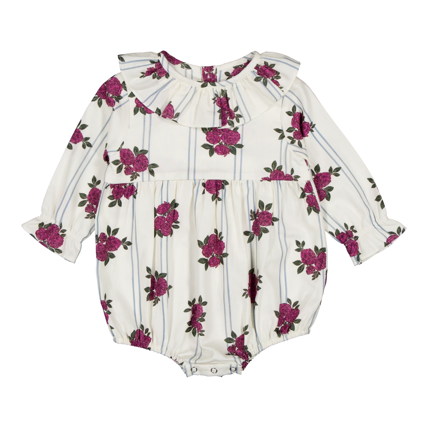 【LOIR Paris】Barboteuse NINE PEONIES & STRIPES ロンパース 12m,18m,24m  | Coucoubebe/ククベベ
