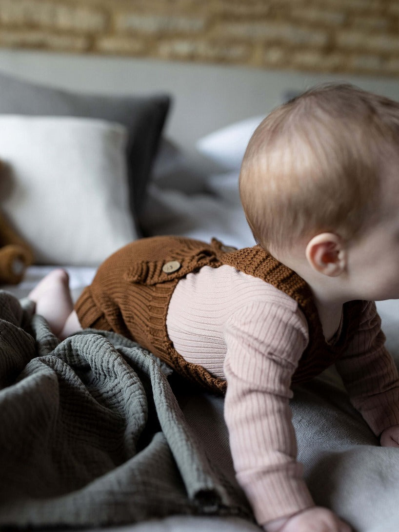 【THE SIMPLE FOLK】The Knit Romper mocha ロンパース 6-9m,9-12m,12-18m  | Coucoubebe/ククベベ