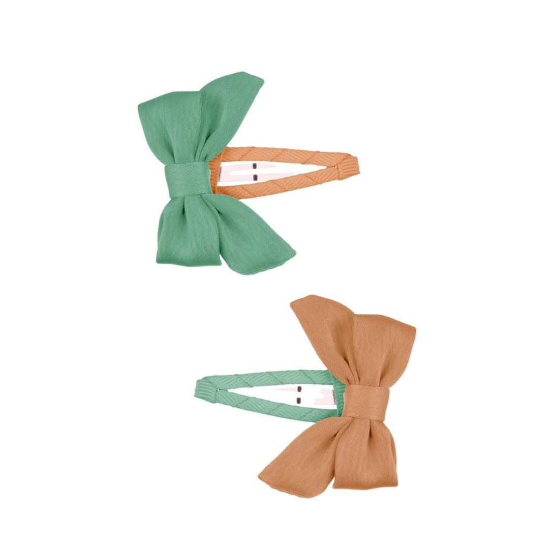 【Grech&Co.】Hair Bow Clip set of 2  -  jade+Melon    ヘアクリップ2個セット  | Coucoubebe/ククベベ