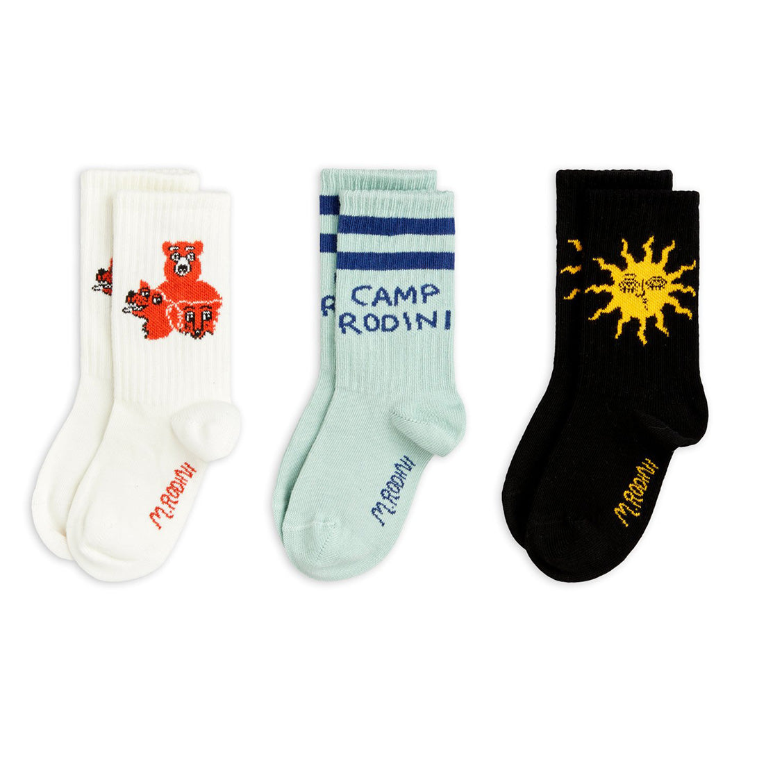 【mini rodini】Camp Rodini 3-pack socks Multi 靴下 16/19,20/23,24/27  | Coucoubebe/ククベベ