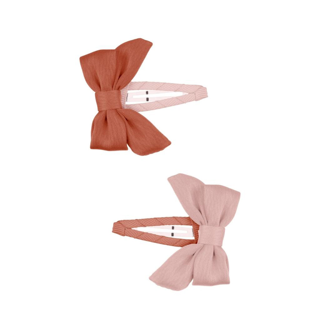 【Grech&Co.】Hair Bow Clip set of 2 -  Blush Bloom+Cajun Blossom    ヘアクリップ2個セット  | Coucoubebe/ククベベ