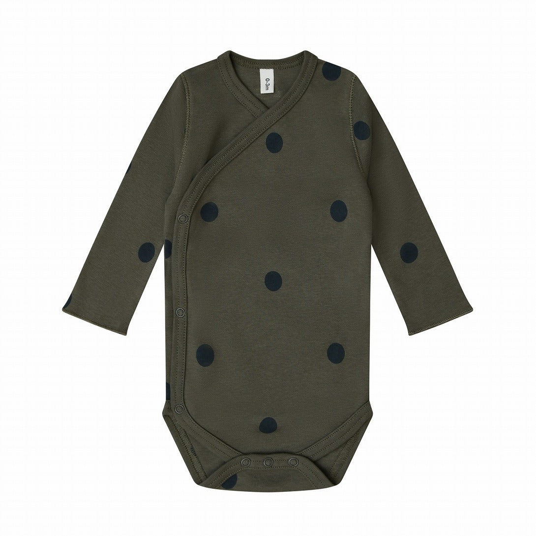 【organic zoo】Olive Dots Wrap Bodysuit ロンパース 0-3M,3-6M,6-12M  | Coucoubebe/ククベベ