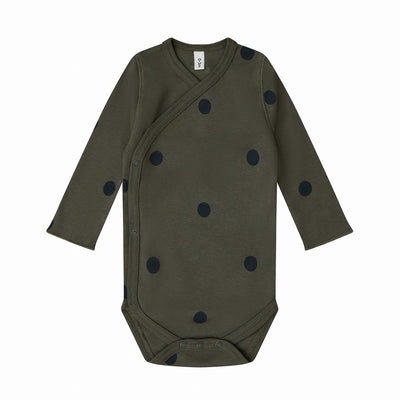 【organic zoo】Olive Dots Wrap Bodysuit ロンパース 0-3M,3-6M,6-12M（Sub Image-1） | Coucoubebe/ククベベ