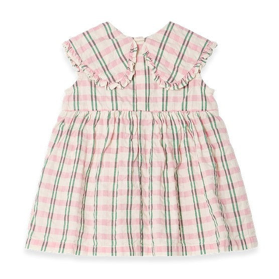 【garbo&friends】Check Carnation Seersucker Collar Romper Dress ロンパース 6-12m,1-2y  | Coucoubebe/ククベベ