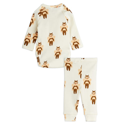 【mini rodini】Bees aop nb baby set Offwhite ベビー服セット 62,68（Sub Image-2） | Coucoubebe/ククベベ