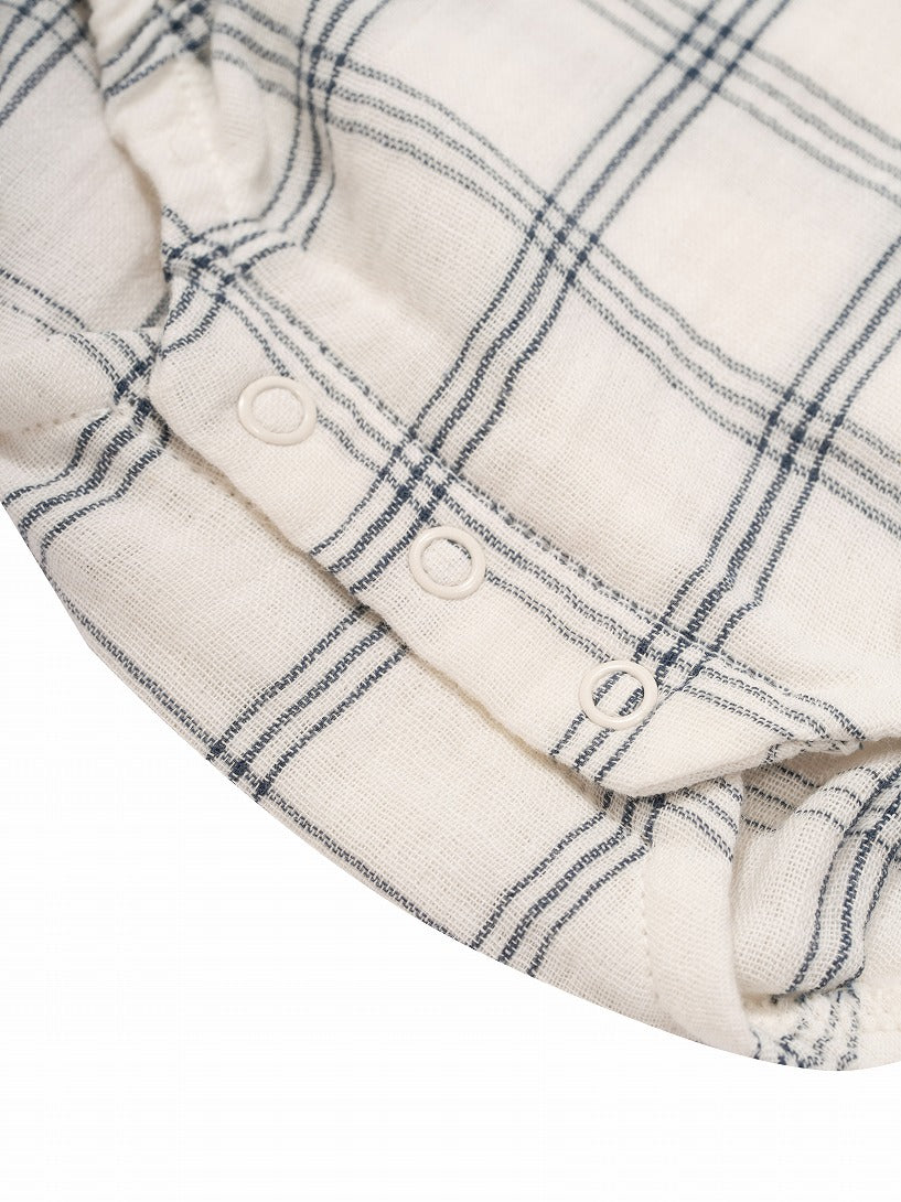 organic zoo】【30%OFF】 Navy Window Check Long Sleeve