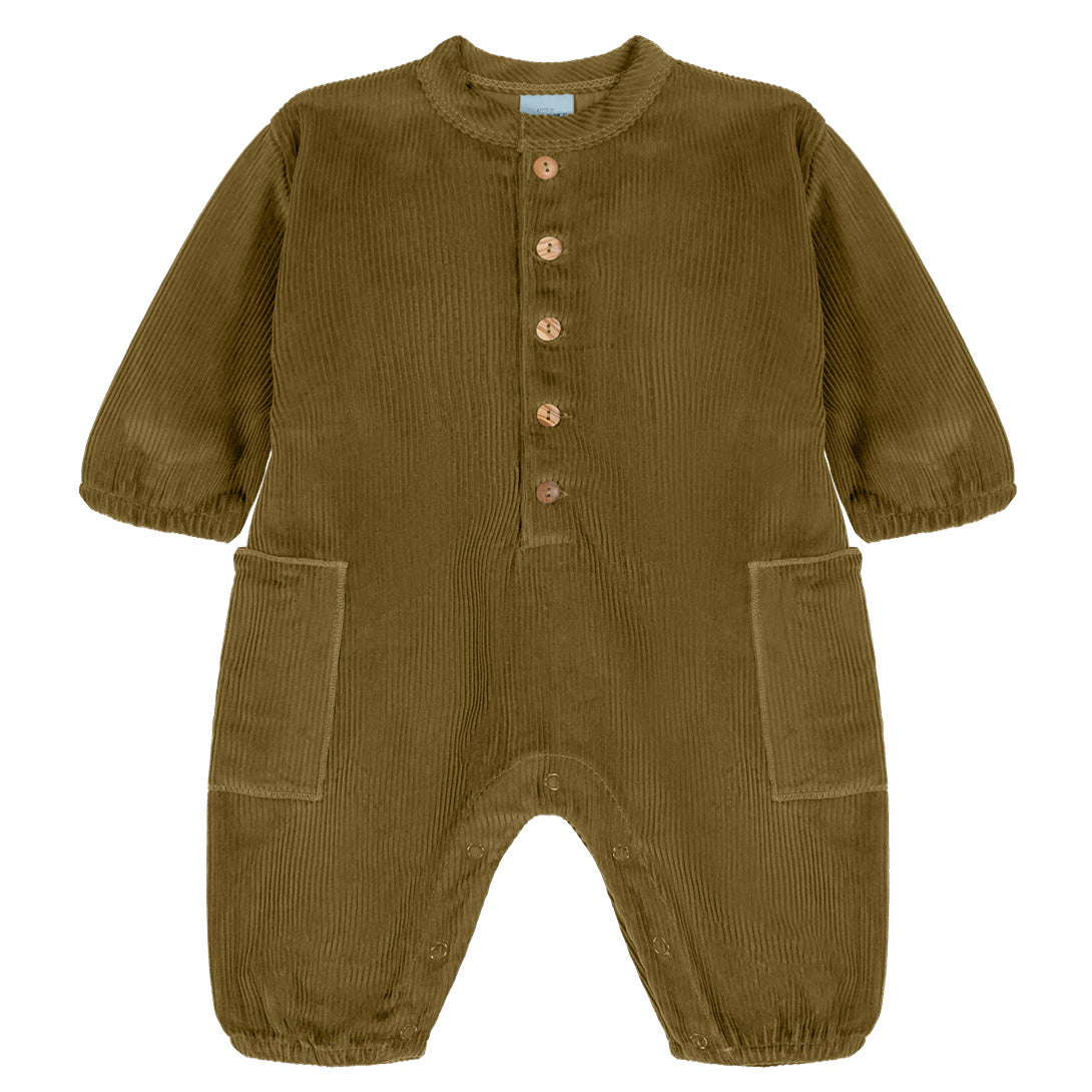 【STUDIO BOHEME】【9月上旬発送】BIG PAPI JUMPSUIT GREEN NUTRIA ロンパース 12m,18m,24m  | Coucoubebe/ククベベ