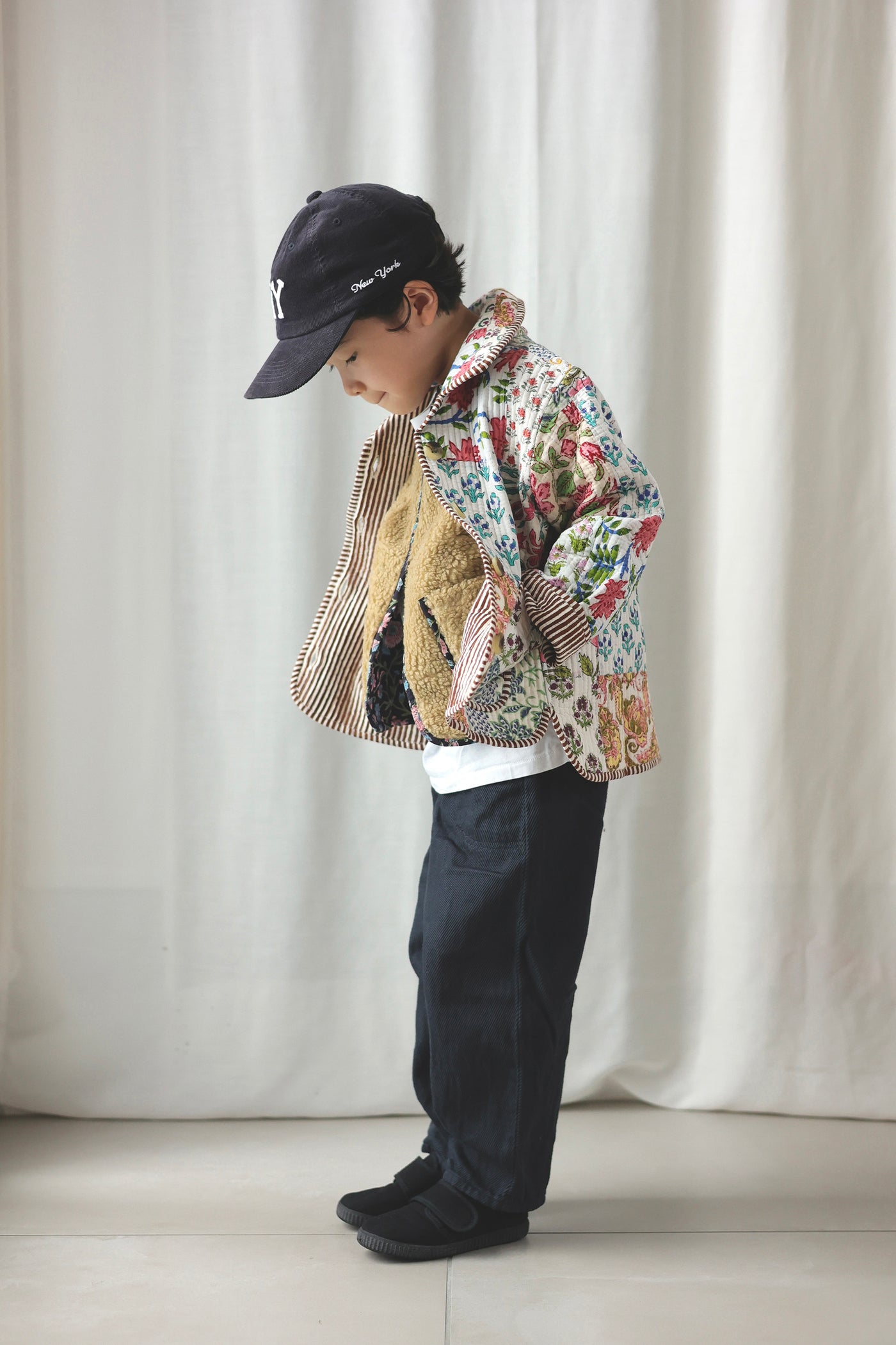 【phet and ploy】QULTED JACKET Brown stripe ジャケット 2y,4y  | Coucoubebe/ククベベ