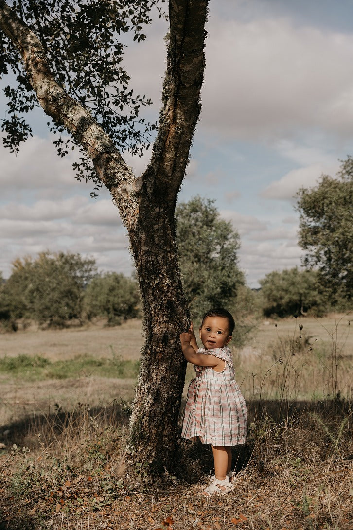 【garbo&friends】Check Carnation Seersucker Collar Romper Dress ロンパース 6-12m,1-2y  | Coucoubebe/ククベベ