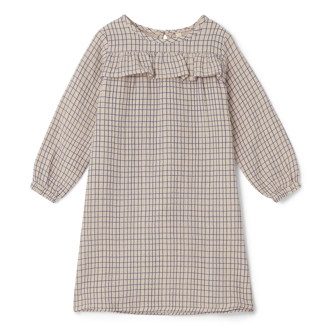 【garbo&friends】【50%OFF】Checks Cobalt Muslin Dress 長袖ワンピース 5-6y  | Coucoubebe/ククベベ