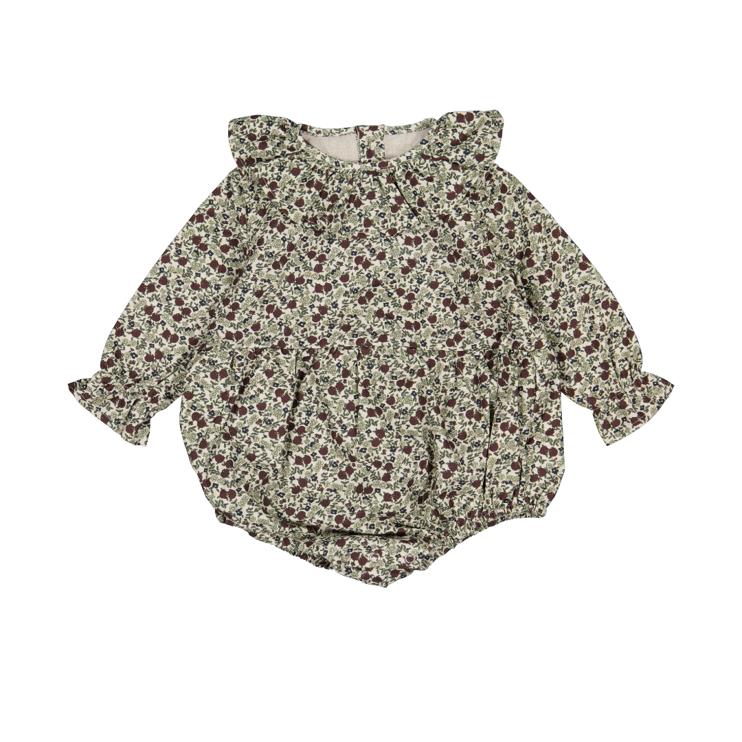 【LOIR Paris】Barboteuse NINE Fleurs bordeaux ロンパース 12m,18m,24m  | Coucoubebe/ククベベ