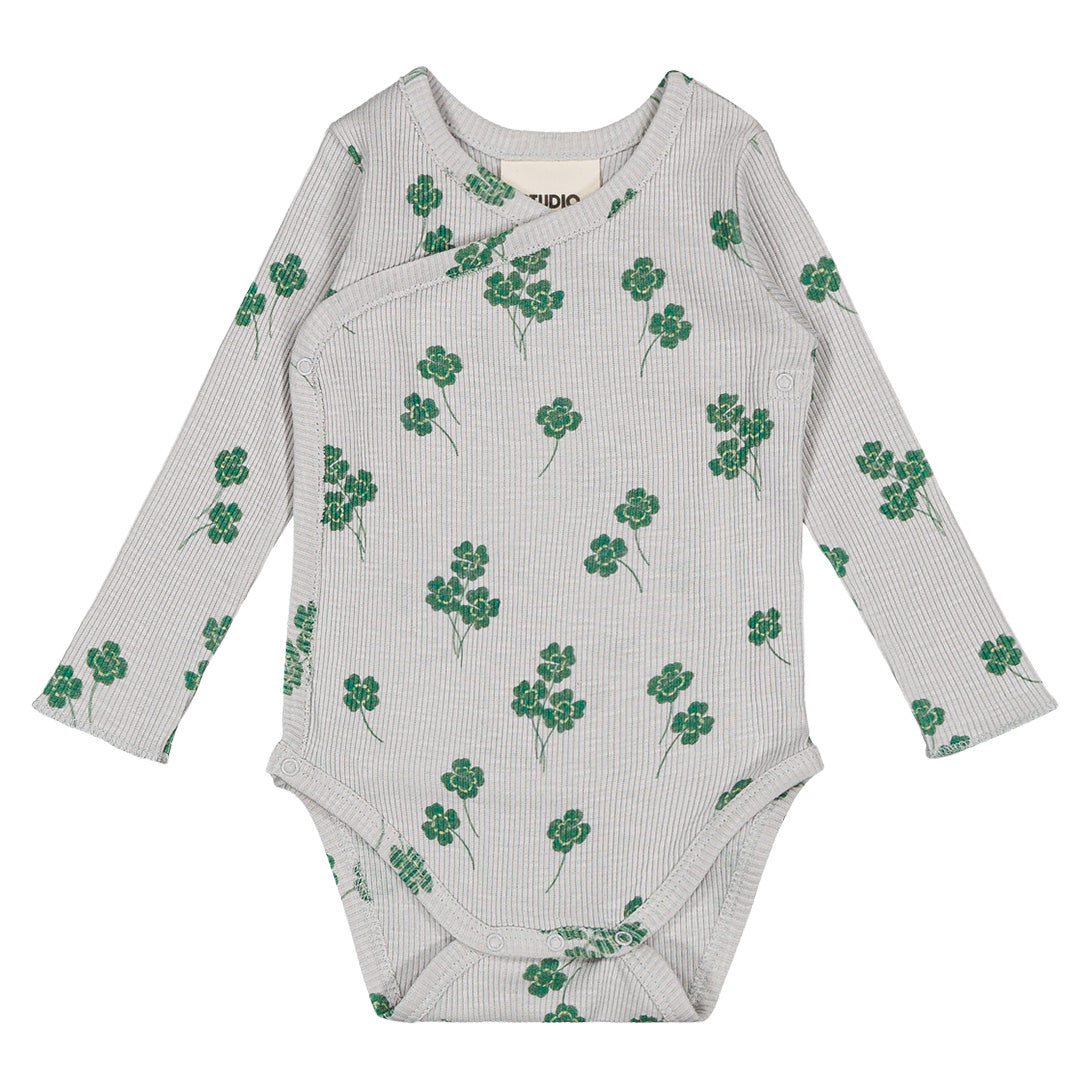 【STUDIO BOHEME】【9月上旬発送】HOHO BODYSUIT GREY/CLOVERS ロンパース 3m,6m  | Coucoubebe/ククベベ