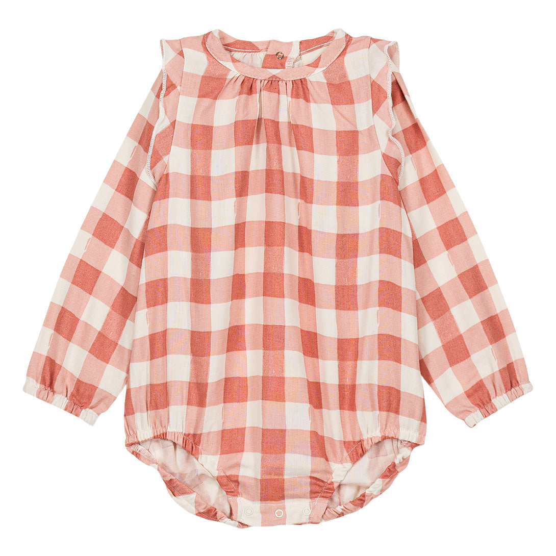 【STUDIO BOHEME】【9月上旬発送】ESMÉE ROMPER PINK GINGHAM ロンパース 6m,12m,18m  | Coucoubebe/ククベベ
