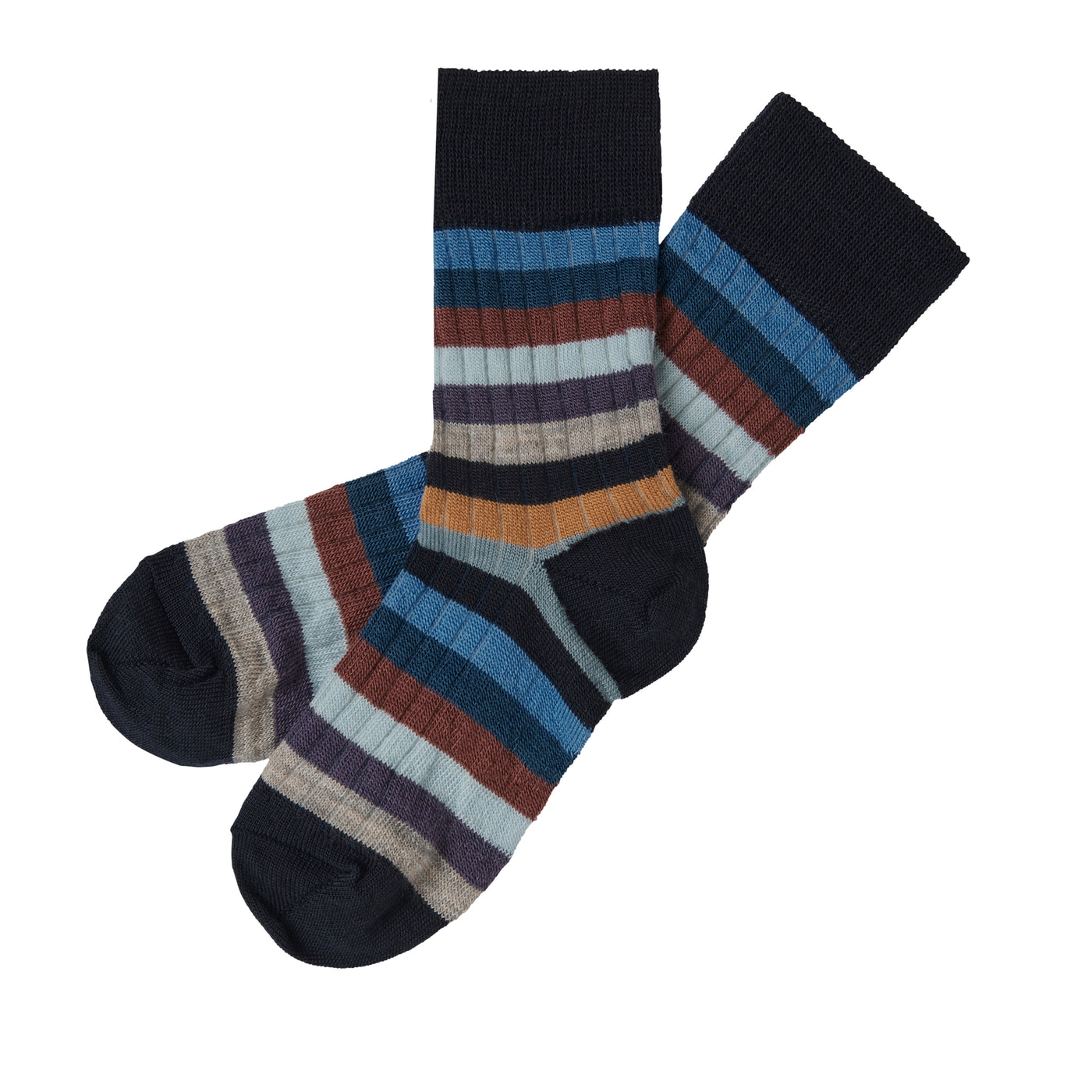 【FUB】【40%OFF】CLASSIC STRIPED SOCKS dark navy/multi stripe 靴下 19-21,22-24,25-28  | Coucoubebe/ククベベ