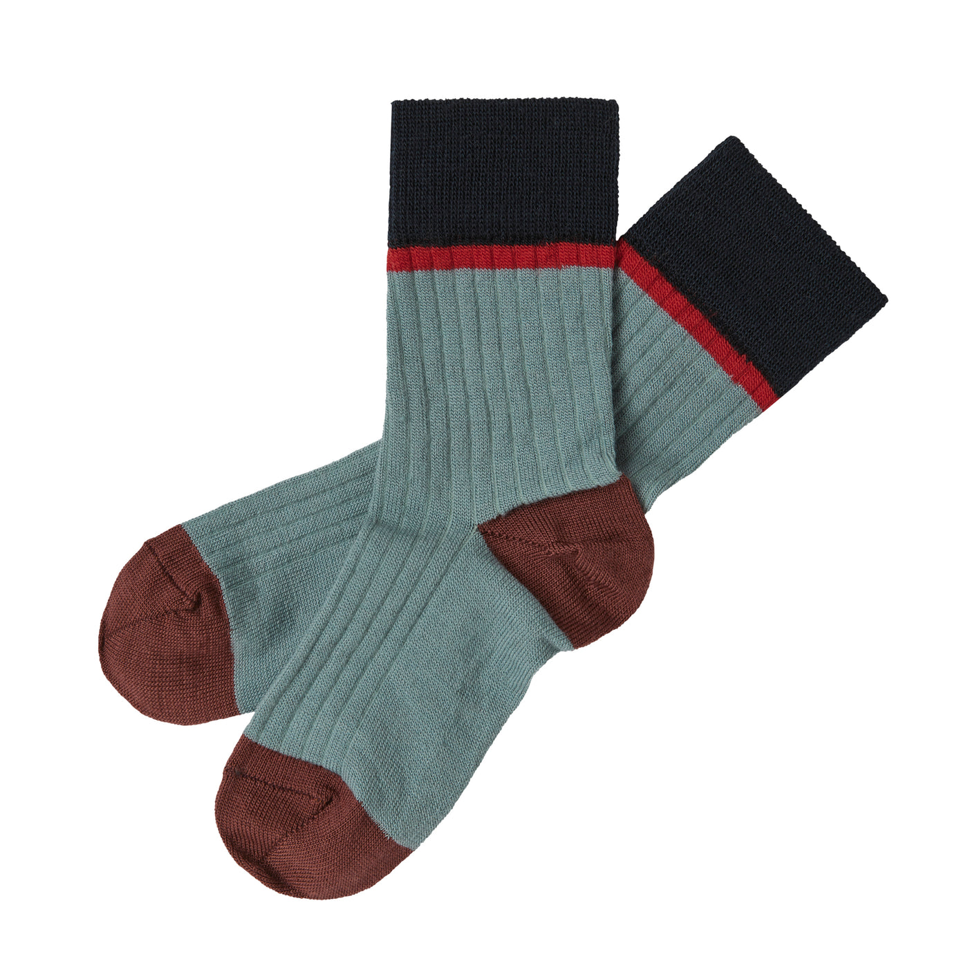【FUB】【40%OFF】COLOUR BLOCK SOCKS misty green 靴下 19-21,22-24,25-28  | Coucoubebe/ククベベ