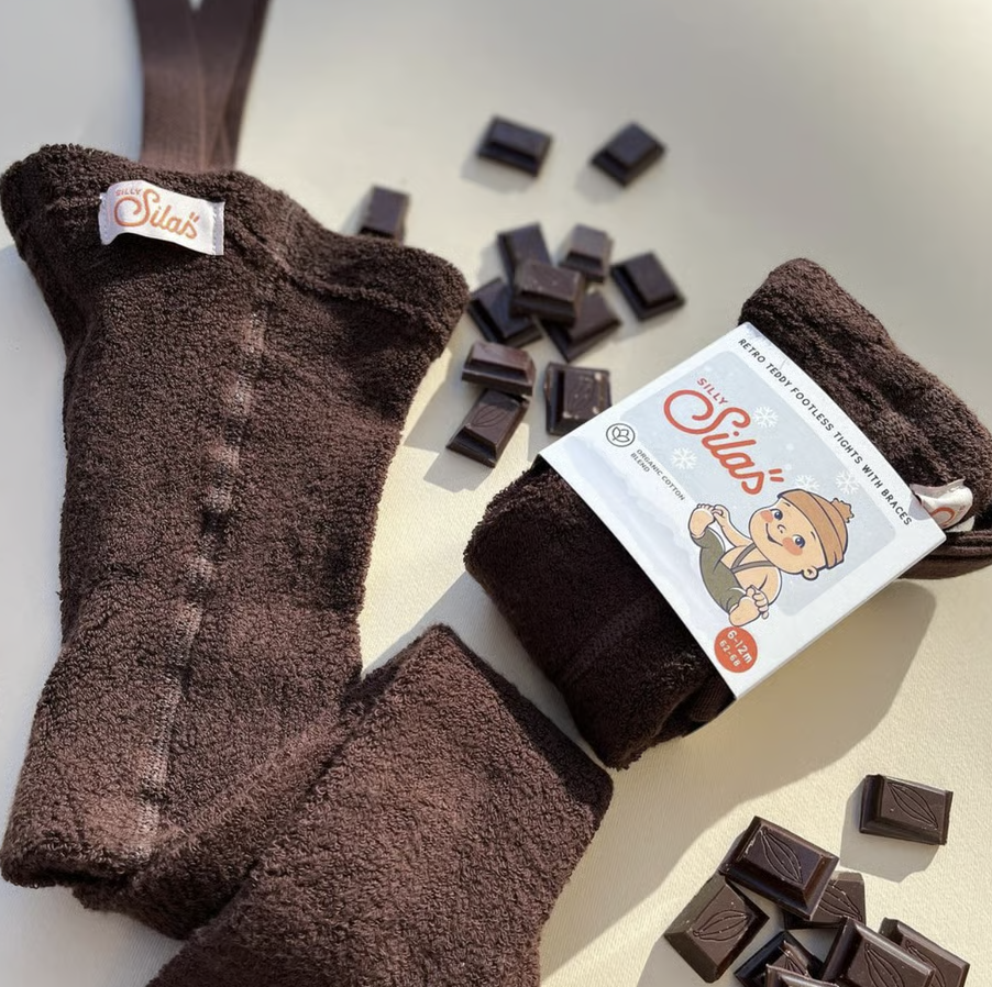 【SILLY Silas】Teddy Warmy Footless Collection chocolate brown レギンス 6-12m,1-2y  | Coucoubebe/ククベベ