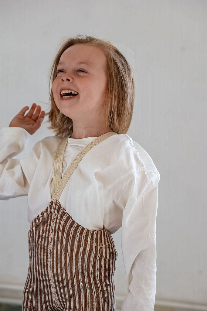 【SILLY Silas】【一部予約販売】Footless Collection Granola×Cream Striped レギンス 6-12m,1-2y,2-3y,3-4y  | Coucoubebe/ククベベ