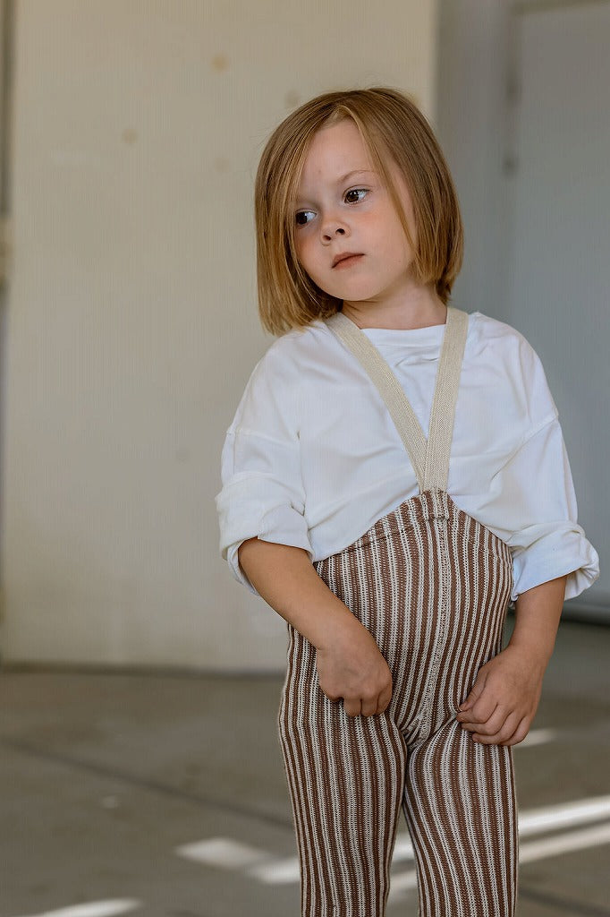 【SILLY Silas】【一部予約販売】Footless Collection Granola×Cream Striped レギンス 6-12m,1-2y,2-3y,3-4y  | Coucoubebe/ククベベ
