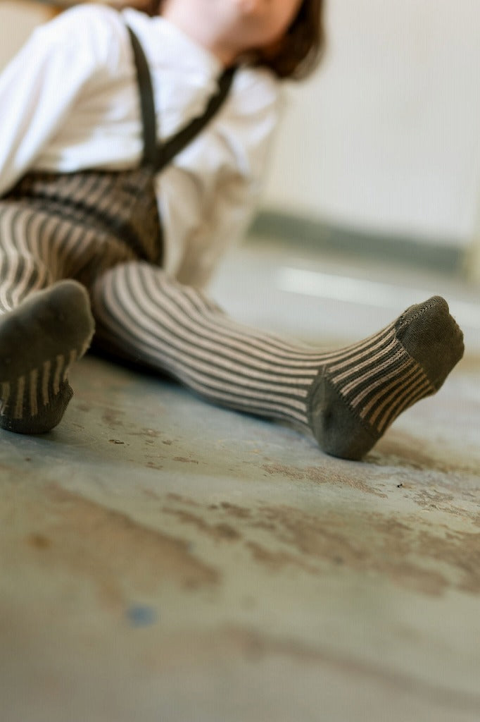 【SILLY Silas】【予約販売】Seaweed Brown×Peanut Striped タイツ 3-6m,6-12m,1-2y  | Coucoubebe/ククベベ