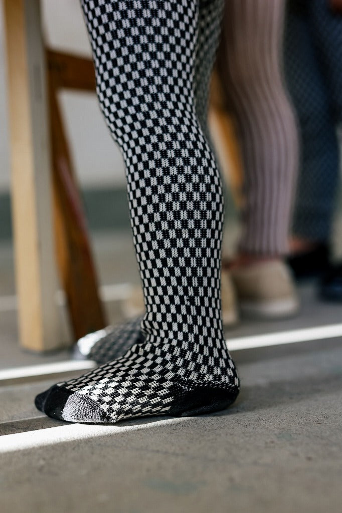 【SILLY Silas】Black×White Checked タイツ 3-6m,6-12m,1-2y  | Coucoubebe/ククベベ