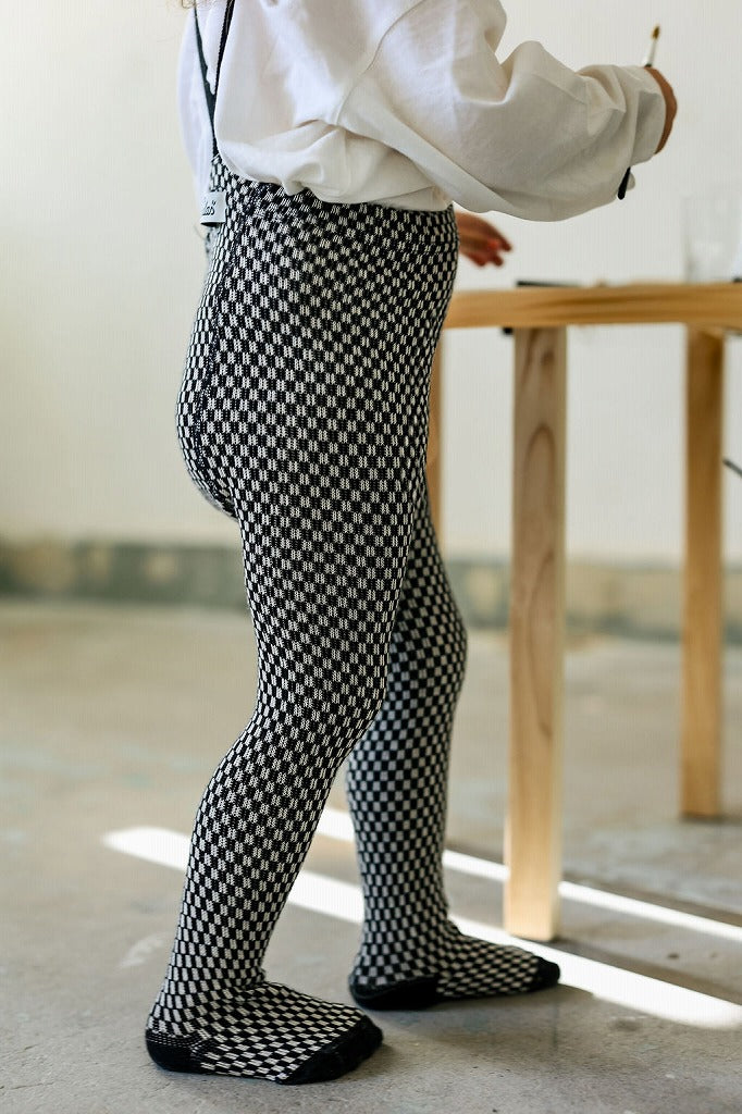 【SILLY Silas】Black×White Checked タイツ 3-6m,6-12m,1-2y  | Coucoubebe/ククベベ